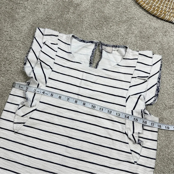 Anthropologie Postmark Flutterwork Top Sleeveless Navy White Striped Size XS - Picture 10 of 11